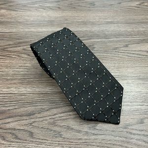 Francesco Smalto Black w/ Gold & Ecru Check Silk Tie